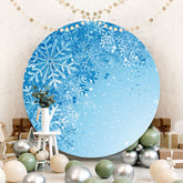 Aperturee - Blue Snowflake Round Winter Birthday Backdrop